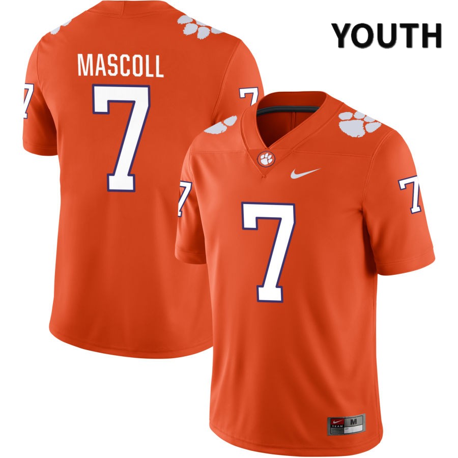 Youth Clemson Tigers Justin Mascoll #7 College Orange NIL 2022 NCAA Authentic Jersey Holiday DJD21N3W